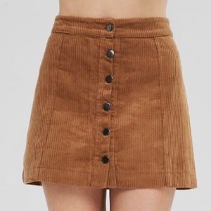 Zara TRF MED Camel Corduroy Button Up Miniskirt